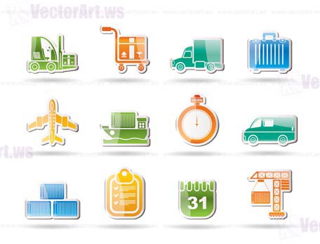 logistics, shipping and transportation objects - vector illustration