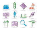 Road, navigation and travel icons - vector icon set