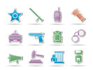 law, order, police and crime icons - vector icon set