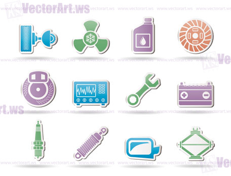 Car Parts and Services icons - Vector Icon Set