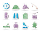 Travel, Tourism, vacation  and mountain objects - vector illustration