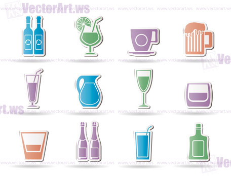 different kind of drink icons - vector icon set