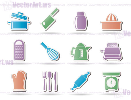 Kitchen and household Utensil Icons - vector icon set