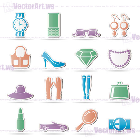 woman and female Accessories icons - vector illustration