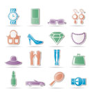 woman and female Accessories icons - vector illustration