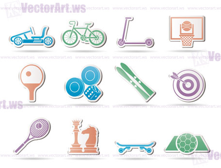 sports equipment and objects icons - vector icon set 2