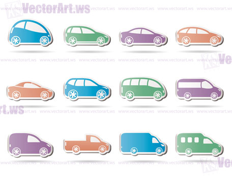 different types of cars icons - Vector icon set