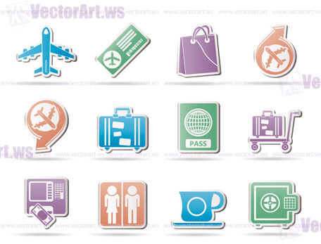 airport, travel and transportation icons 1 - vector icon set