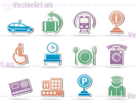 airport, travel and transportation icons 2 - vector icon set