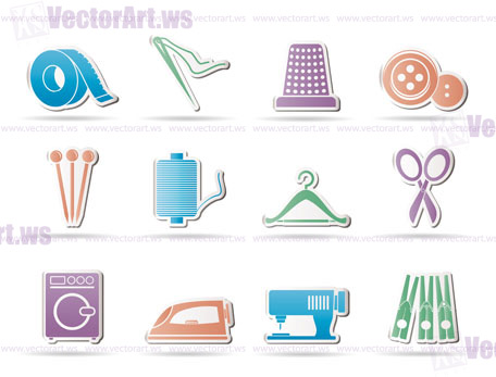 Textile objects and industry   icons - vector icon set