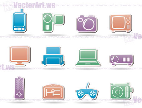 Hi-tech technical equipment icons - vector icon set