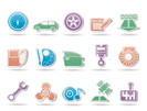 car parts, services and characteristics icons - vector icon set