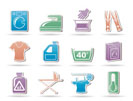 Washing machine and laundry icons - vector illustration