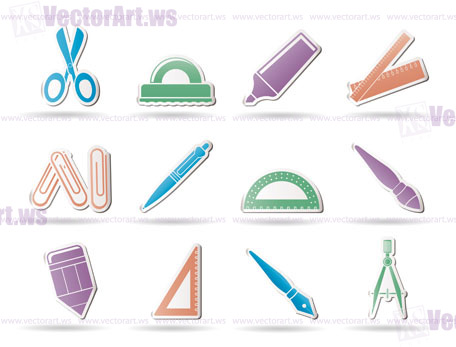 school and office tools icons- vector icon set