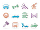 auto service and transportation icons - vector icon set