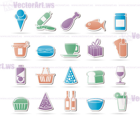 Shop and Foods Icons - Vector Icon Set