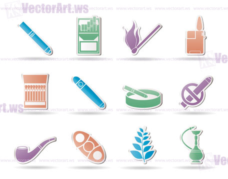 Smoking and cigarette icons - vector icon set