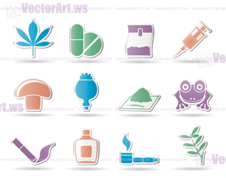 Different kind of drug icons - vector icon set