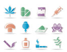 Different kind of drug icons - vector icon set