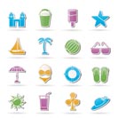 Beach, sea and holiday icons - vector icon set