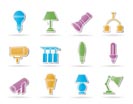 different kind of lighting equipment - vector icon set