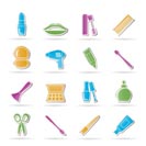 cosmetic, make up and hairdressing icons - vector icon set