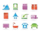 Hotel and motel room facilities icons - vector icon set