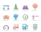 Road, navigation and traffic  icons - vector icon set