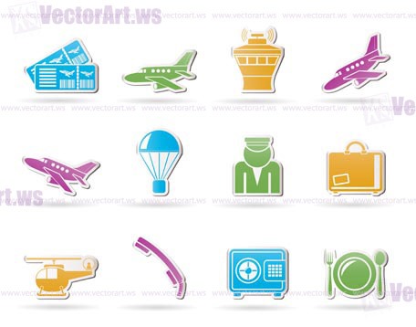 Airport and travel icons - vector icon set