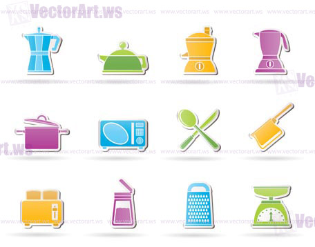 kitchen and household equipment icon - vector icon set