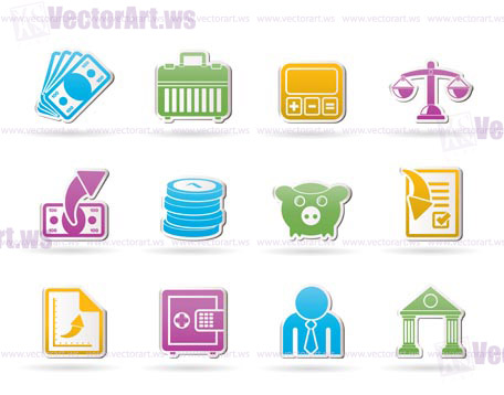 Bank, business and finance icons - vector icon set