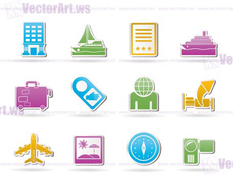 Travel, vacation and holidays icon - vector icon set