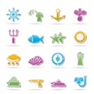 Marine and sea icons - vector icon set