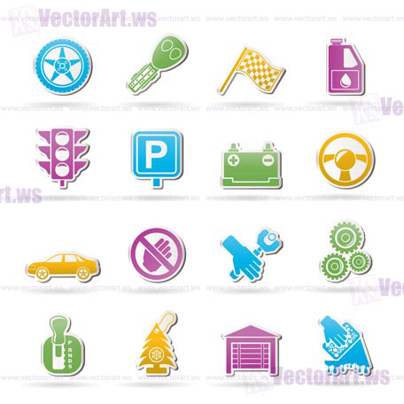 Car and transportation icons - vector icon set