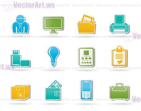 Business and office equipment icons - vector icon set