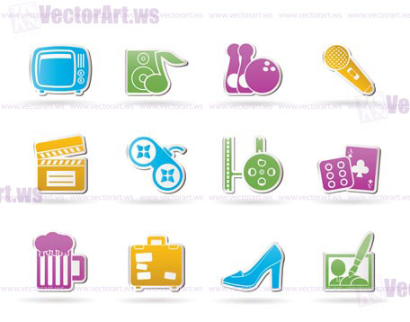 Leisure activity and objects icons - vector icon set