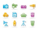 Photography equipment and tools icons - vector icon set