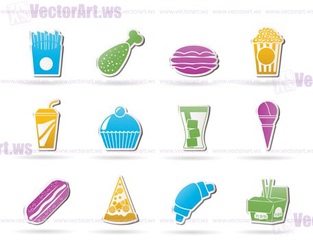 fast food and drink icons - vector icon set