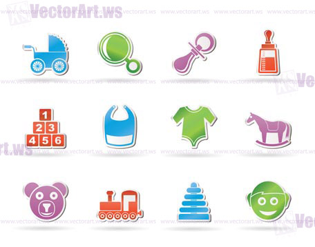 baby and children icons - vector icon set