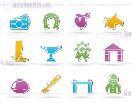 Horse Racing and gambling Icons - vector icon set