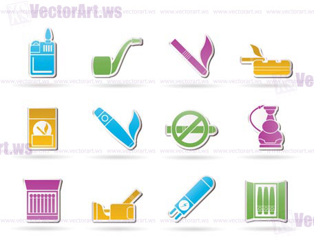 Smoking and cigarette icons - vector icon set