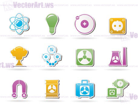 Atomic and Nuclear Energy Icons - vector icon set