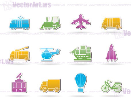 Travel and transportation icons - vector icon set