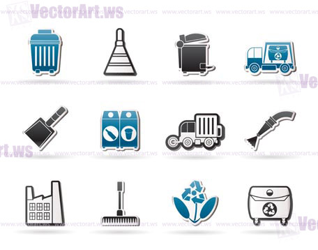 Cleaning Industry and environment Icons - vector icon set