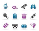 Optic and lens equipment icons - vector icon set