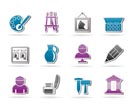 Fine art objects icons - vector icon set