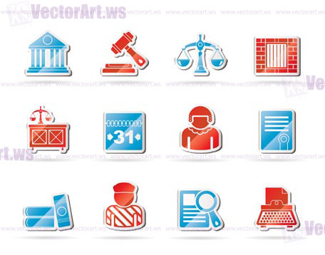 Justice and Judicial System icons - vector icon set