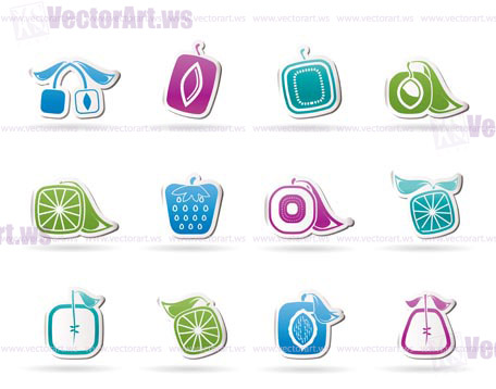 Abstract square fruit icons - vector icon set