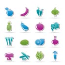 Different kind of fruit and vegetables icons - vector icon set