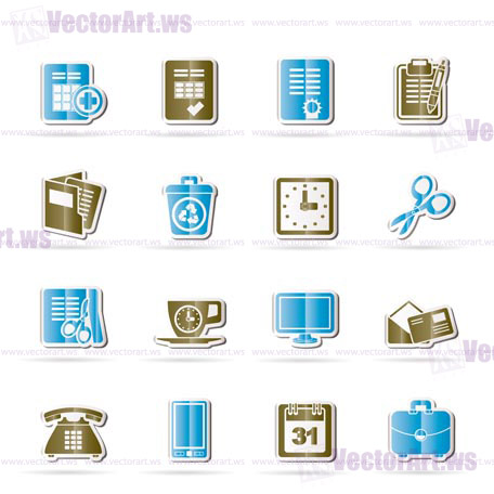 Business and office tools icons - vector icon set